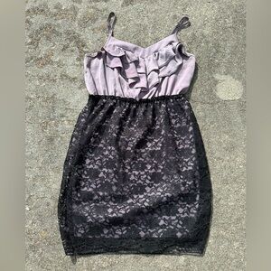 Elegant Purple and Black Lace Dress